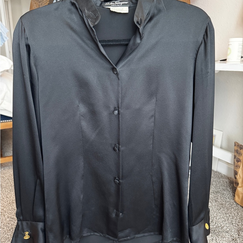 Ferragamo Button-Up Silk Blouse